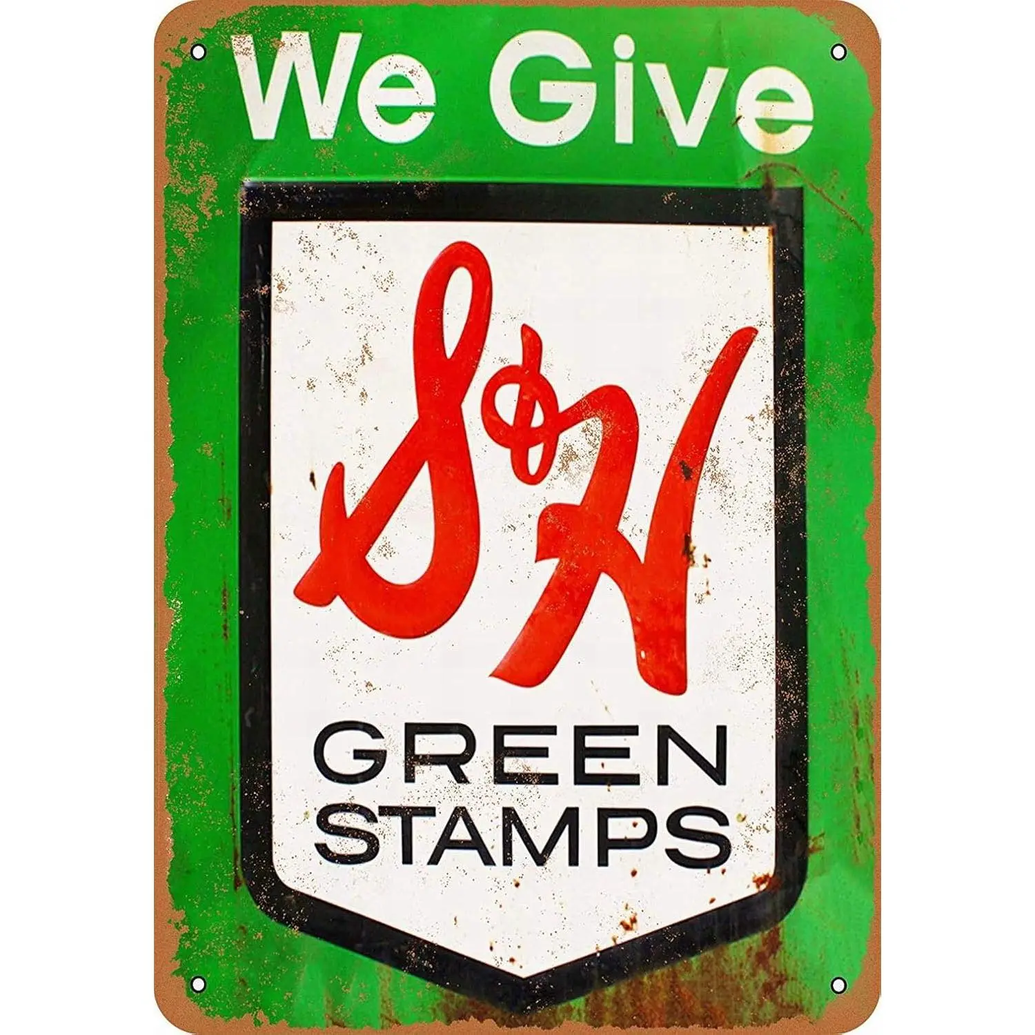 12x16 in Vintage S & H Green Stamps Aluminium Metal Sign - Waterproofed Home Decor Plaque, Decoration Items for Kitchen, Bedroom Wall Art Signage