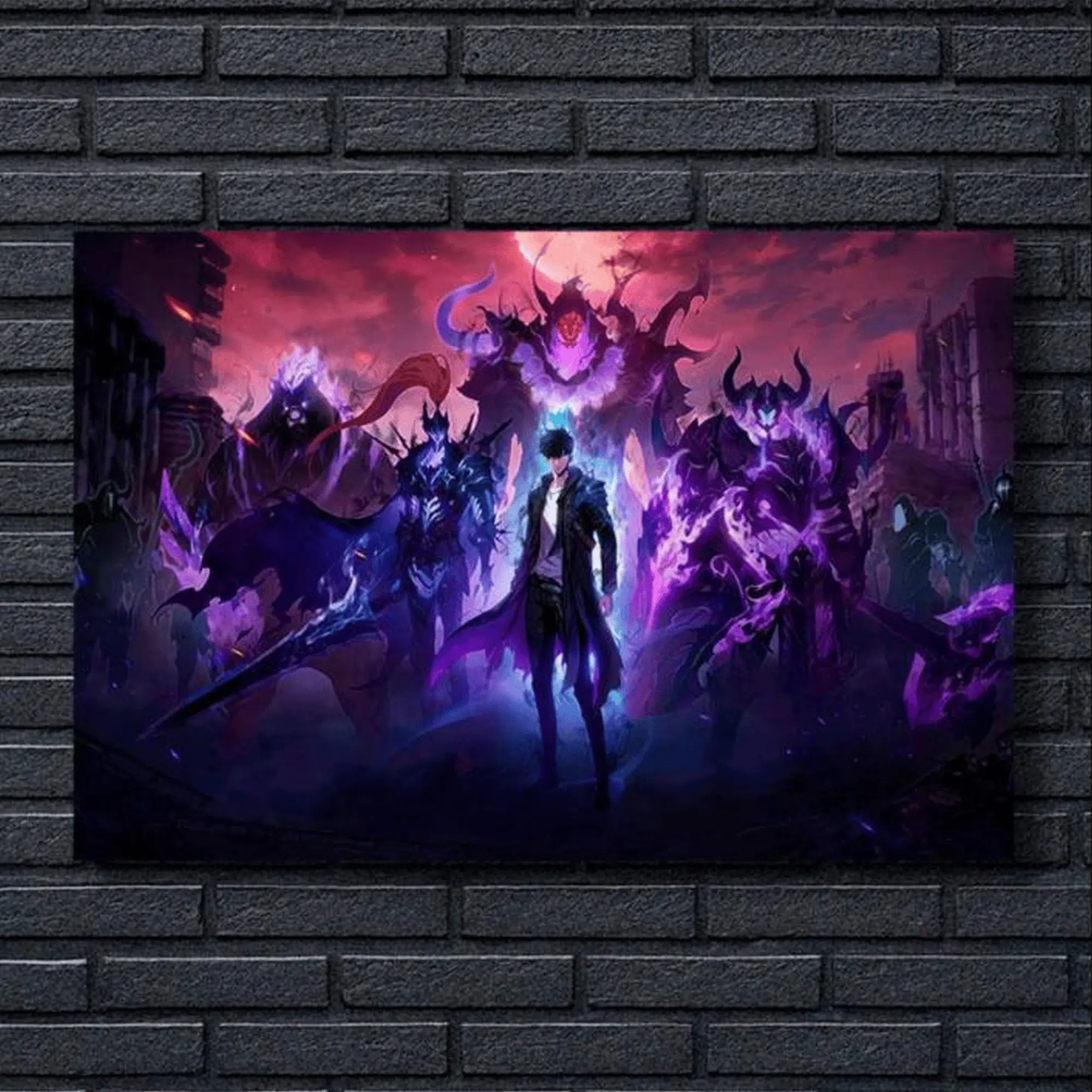 Vintage Solo Leveling Anime SS2 Satin Poster, Sung Jinwoo Poster, Arise, Anime Manhwa Wall Art, Best Gift