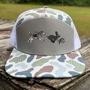 [5 Styles] Pull Time Rabbit Hunting 7 Panel Hat, Hunter Snapback Cap, Outdoor Hunting Trucker Hat, Rabbit Hunter Gift, Camouflage Hunting Hat for Farm Life & Country Style