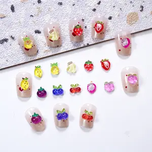 30/50/100pcs Cute Cartoon Fruit Resin DIY Nail Art Accessories, Nail Charms, Banana Strawberry Cherry Phone Case Decorations, Craft Supplies