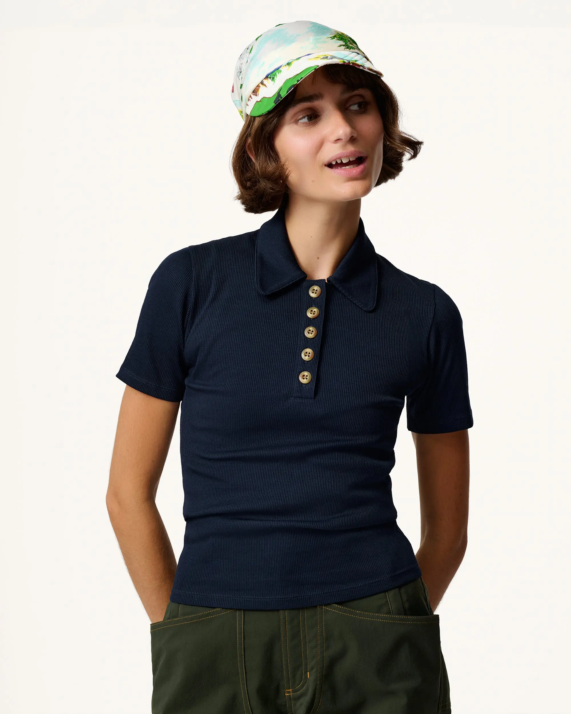 Ribbed Merino Polo - Luxurious, Durable Hiking Shirt - Woad