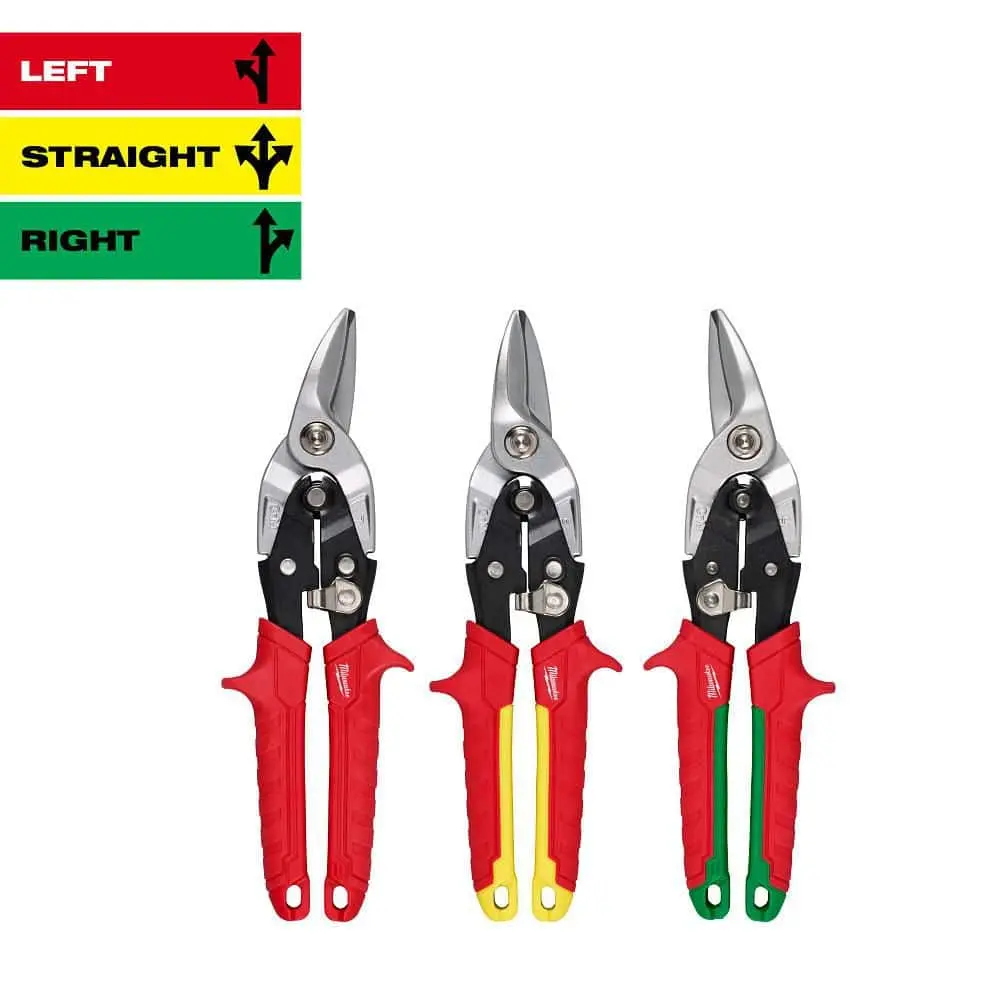 Left, Right, and Straight Aviation Snips Set (3-Pack)