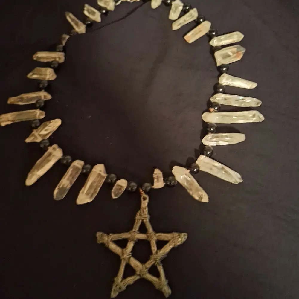 Starseed Ascension Necklace - Reiki Master Healer Pentagram Choker with Crystal Stones for Meditation & Ascension Rituals
