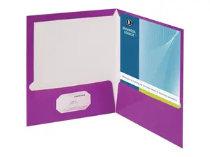 Business Source Two-Pocket Folders with Business Card Holder