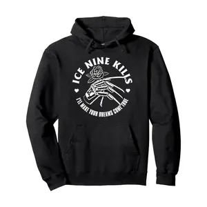 Men' s Ice Nine Kills Gothic Hoodie |   "Dreams Come True" Band Graphic, Black Streetwear Sweatshirt, Metalcore Trend, Casual Pullover