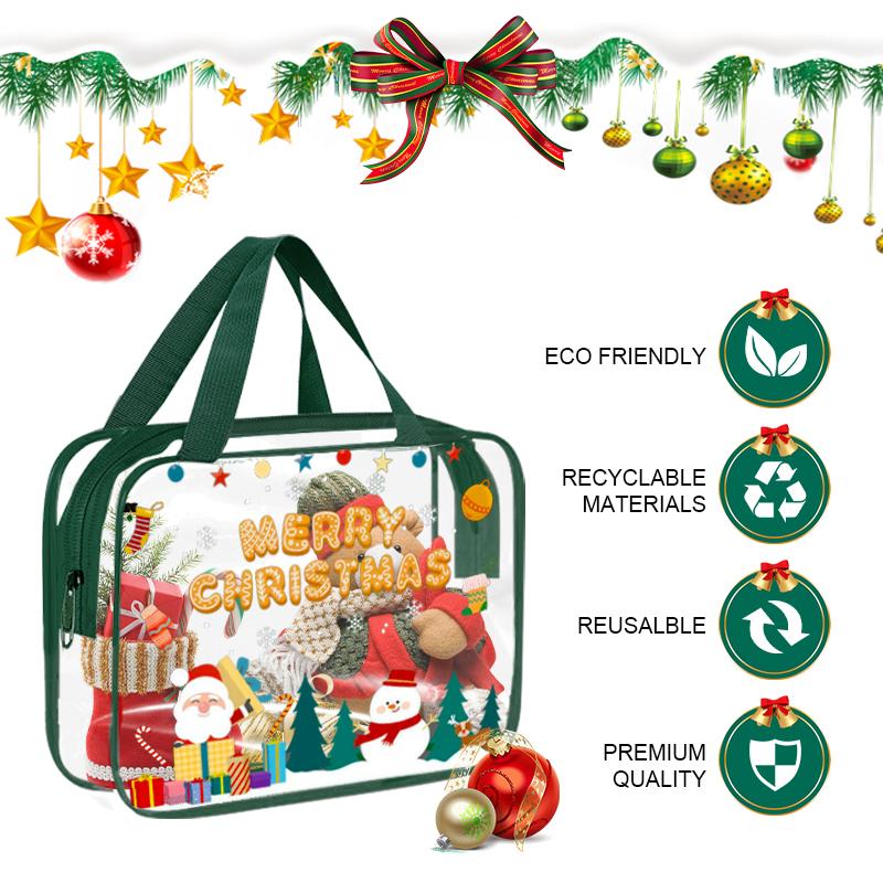 Christmas Desk Organizer, Desktop Storage Pouch with Holiday Patterns for Office Supplies, Makeup, Pens | Festive Gift for Women, Teens, Coworkers