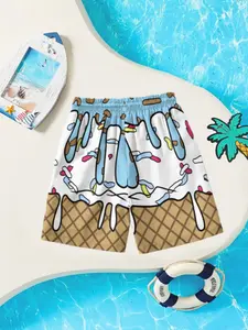 Summer Boys' Fashion Sportswear Shorts, Beach Vacation & Daily Wear, Comfortable All-Over Print Design, Sporty Design, Youth Style, Perfect Birthday Gift