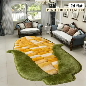 2D flat, irregular rug/carpet, corn-shaped fluffy washable carpet, easy to clean, non-slip, fashionable doormat and carpet, suitable for living room, bedroom, kitchen, laundry room, spring and summer new products