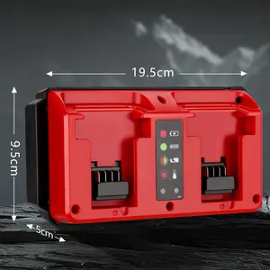 Beytvyow 18v Battery Dual Charger Station, 2 Ports for Milwaukee M18, Mini Multi-Voltage Charger, 100–240 V, Outdoor Fun Replacement Pack