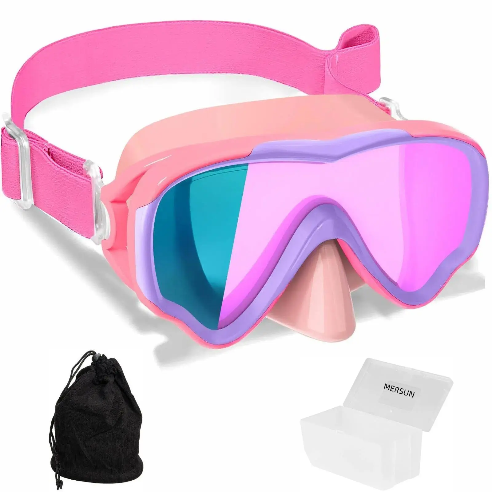 MARISUN Kids Swim Goggles with Fabric Strap for Kids 3-18, Leak Proof Swimming Goggles Nose Cover 180° Clear View tiktokshopbacktoschool