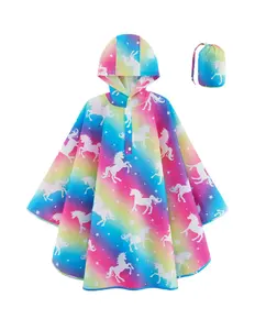 WERNNSAI Raincoat Lightweight Boys&Girls Waterproof  Rain Poncho SuitToddler Reusable Kids Portable Rain Outwear with Pouch Youth Rainbow Rain Jacket for kids with Hood for School Travel Camping Rainy Season  Rainproof Rain proof&impermeables para niños