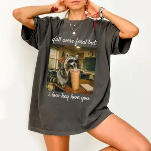 Last Day of School Teacher Feral Raccoon T-Shirt, Yall Were Feral But I Low Key Love You T-shirt Unisex Crewneck Made In 100% Cotton, Design & Printed In The USA
