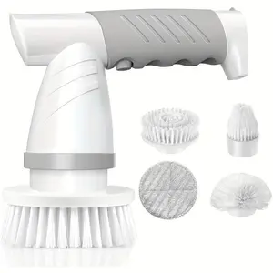 Spin scrubber, bathroom shower, electric scrubber for cleaning bathtubs/tiles/floors/sinks/windows, with 4 replaceable cleaning brush heads