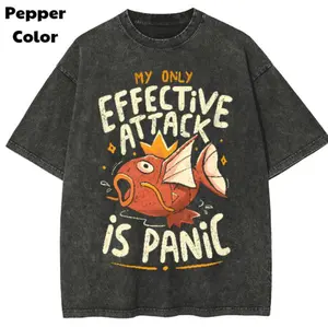 Magikarp Vintage Tees, Effective Attack Is Panic T-Shirt, Graphic Tees, Funny PKM Shirt, Unisex Anime Shirt, Menswear Womenswear Streetwear