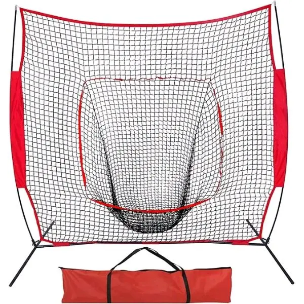 Baseball Practice Net 7x7 Batting Net Pitching Net Baseball Net Ball Return Net Foldable Training Net For Baseball Softball Lacrosse With Carry Bag