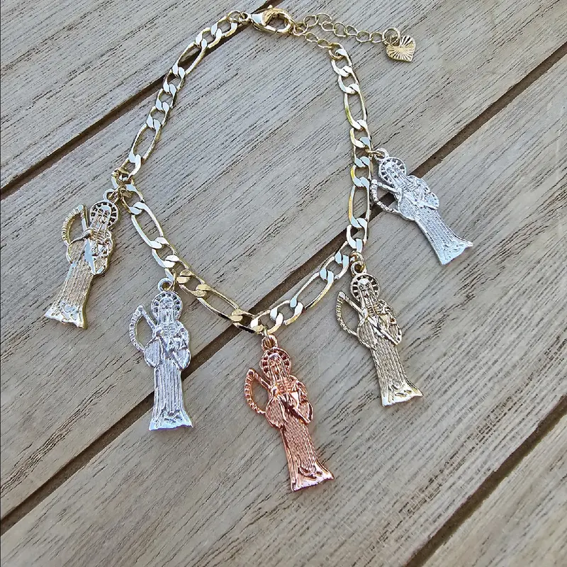 santa muerte charm bracelet gold-plated