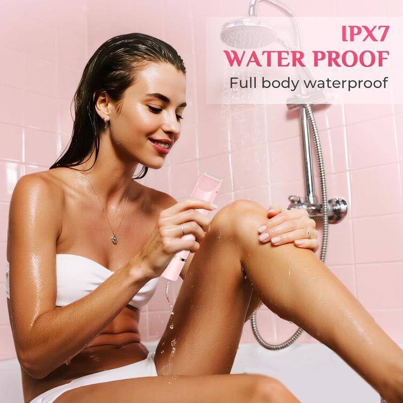 Dual Head Bikini Shaver for Women, Painless 2-in-1 Electric Body Hair Remover, Viral Portable Precision Water Proof Trimmer for Sensitive Areas, Rechargeable Mini Razor for Smooth Skin