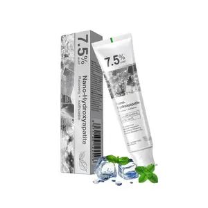 7.5% hydroxyapatite toothpaste, relieves gum sensitivity, repairs tooth enamel, freshens breath, gently cleans, has a mint scent, and whitens teeth. Toothbrush Cleaning