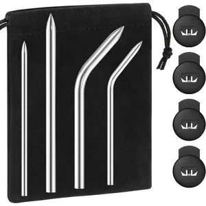 Glove Lacing Needles, Glove Repair Lacing Kit 304 Stainless Steel Baseball and Softball Glove Lacing Needles 4 Lace Locks with Needle Bag Mitt Lace Glove Repair Lacing Kit Glove Relacing Kit