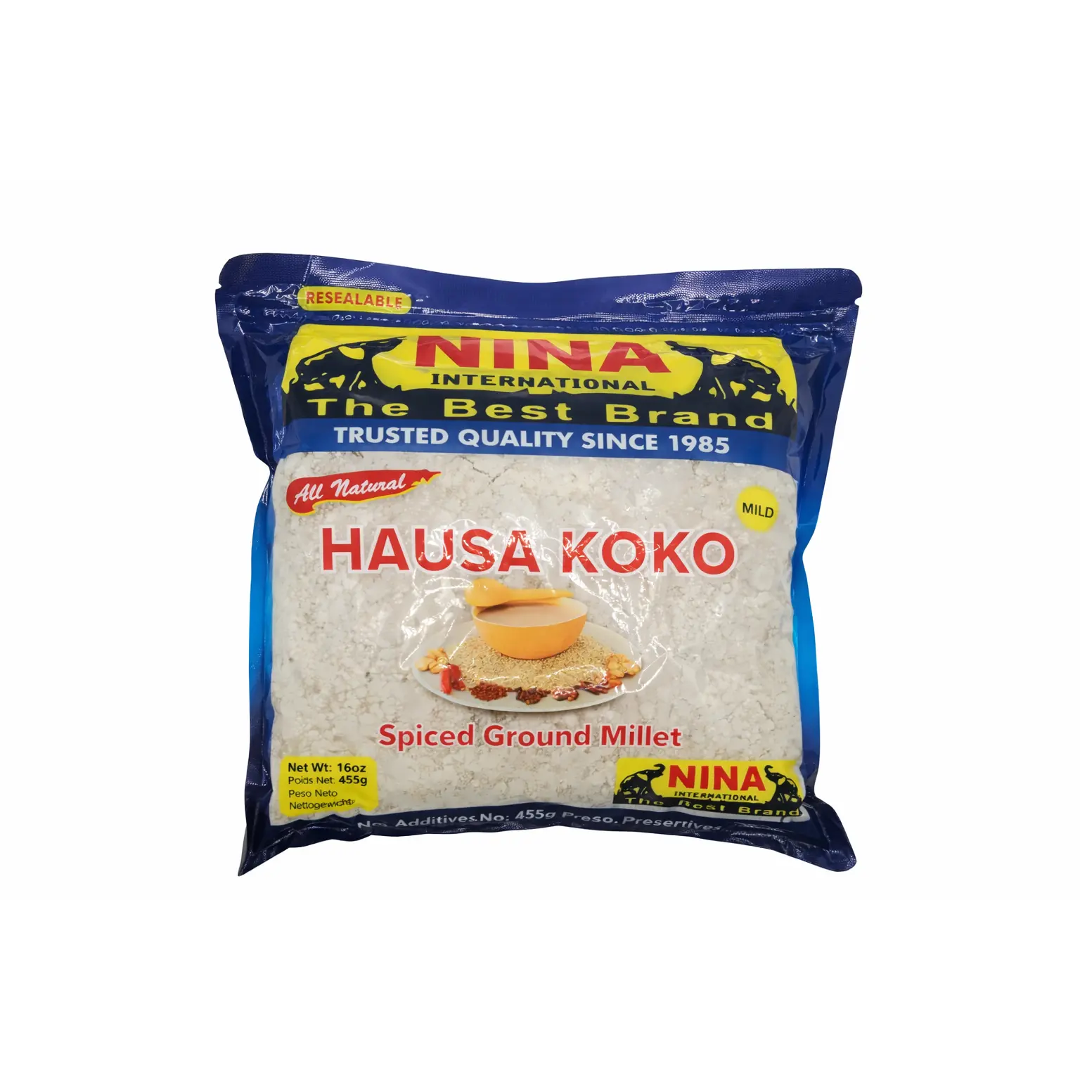 Ambient Mild Hausa Koko Instant Millet Porridge, 16oz - Also Known As Millet Pap, Ben-kida, Sombi, Lakh, Moni, Bouillie de mil (Pantry Food)