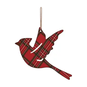 Sunset Vista Designs s/4 Plaid Cardinal Ornament