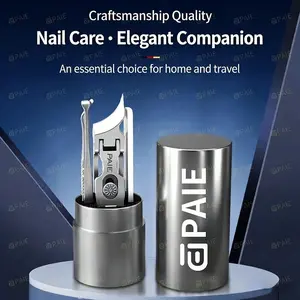 5-Piece Nail Clipper Set, Angled & Straight-Edge Nail Nippers, Cylindrical Stainless Steel Storage Case, Manicure Care Tool Kit