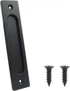7 Inch Flush Pull, Rectangular Finger Flush Pulls Recessed Barn Door Handle Sliding Door Handles for Pocket Door, Gates, Garages, Sheds (Matte Black)