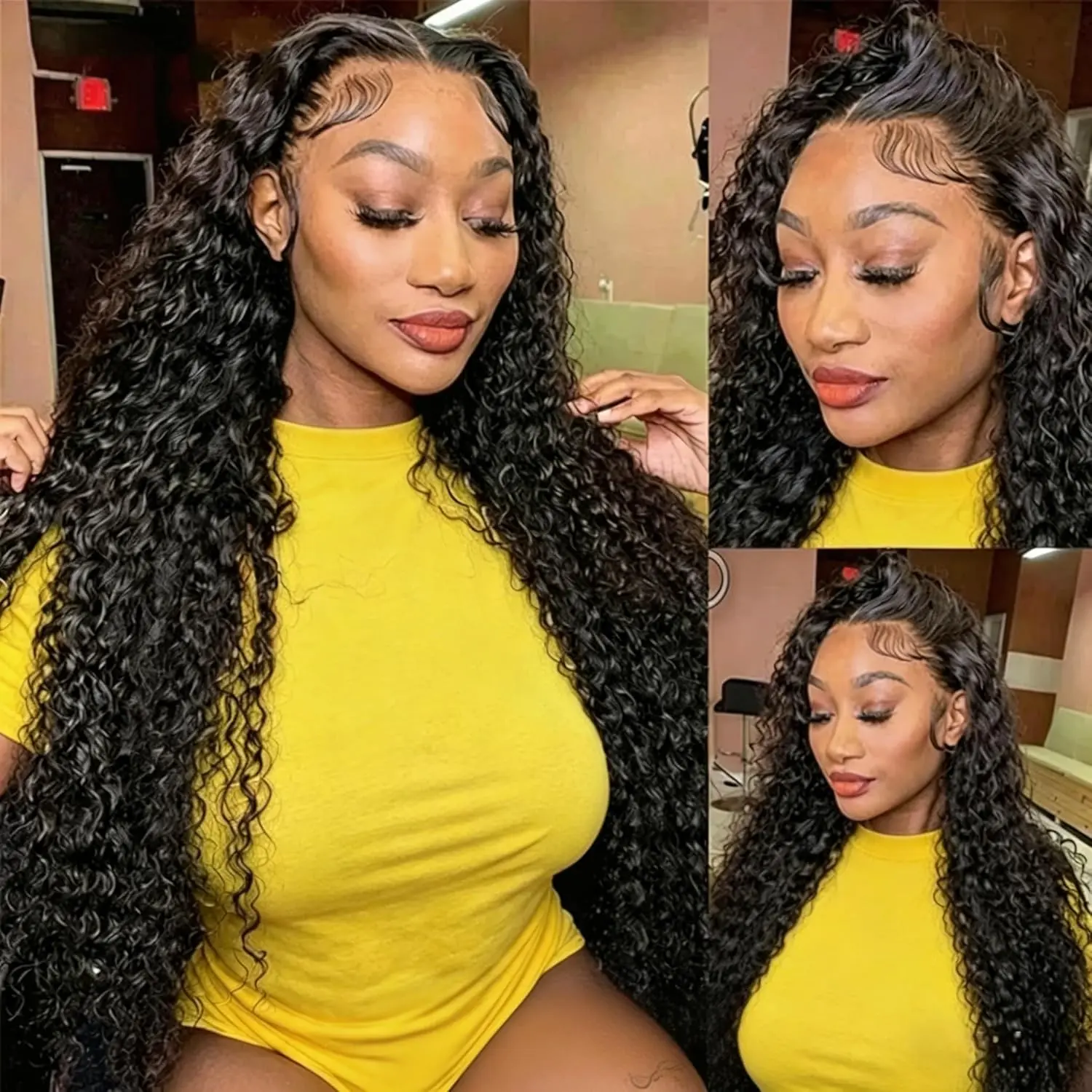 [30 Inch 79.9]VYV Deep Wave Lace Front Wigs Human Hair Wigs for Women 13X4/13X6 HD Transparent Deep Curly Human Hair Wig Pre Plucked Natural Color