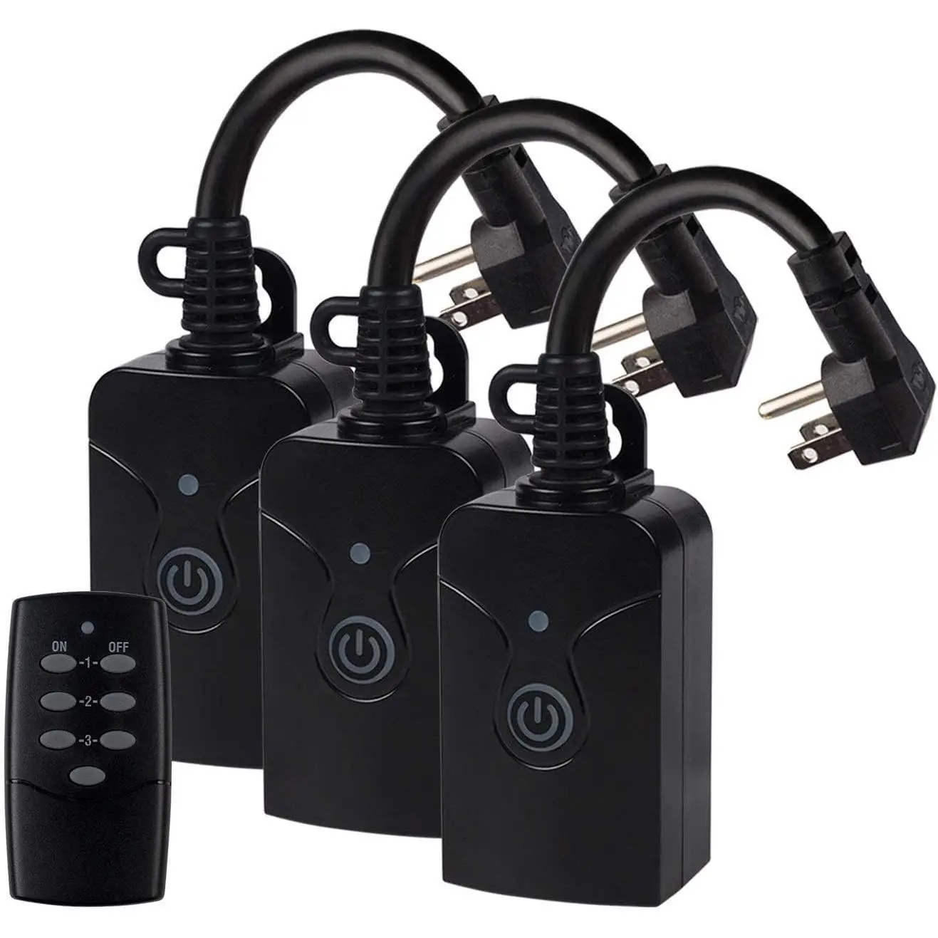 Outdoor Indoor  Remote Control 3-Prong Outlet Weatherproof Heavy Duty 15 A Compact 1 Remote 3 Outlets with Remote 6-inch Cord 100ft Range ETL Listed ( Included)