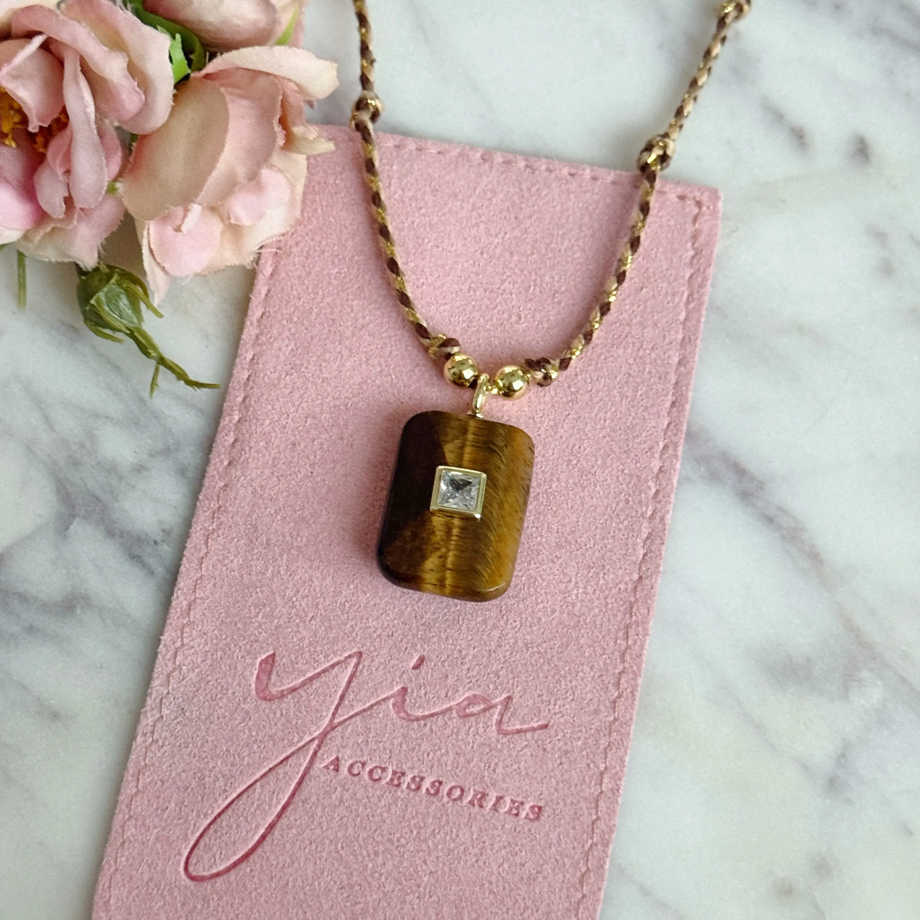 Gold Filled Gemstone Necklace with Natural Tigers Eye Pendant, Adjustable 17-19 in Chain, Aesthetic Pendants Jewelry, Decorative Necklaces and Accessories for Gifting, 17 Inches, Decorative Necklace, Natural Stone Pendant
