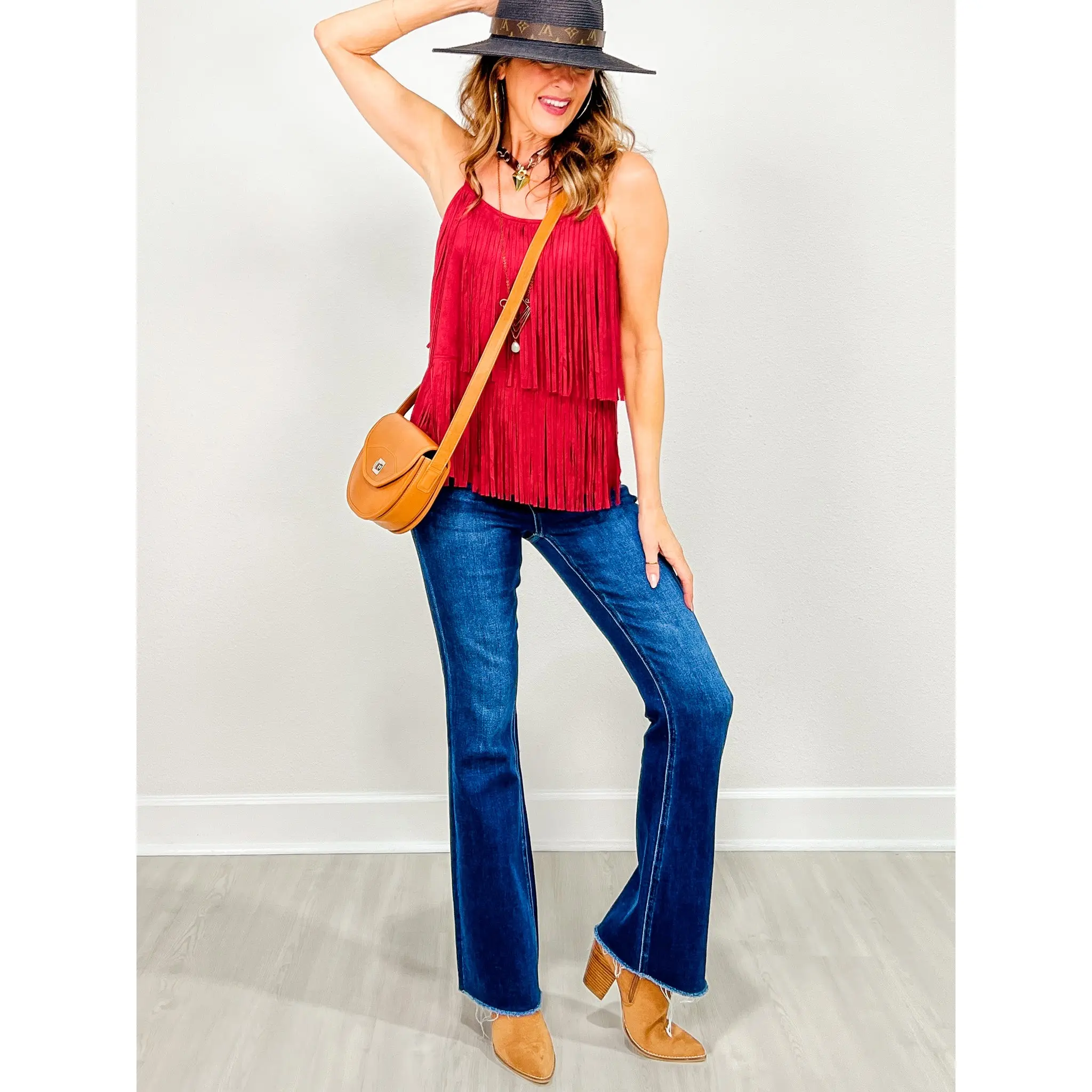 Suede Fringed Camisole Top