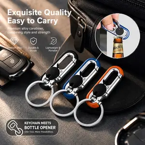 2-in-1 Bottle Opener Keychains, Cool EDC Gadget for Men, Stylish Key Accessory,Perfect Gift Idea for Boyfriend Dad Husband
