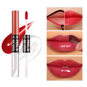 2-In-1 Peel-Off Lip Stain & Gloss, Handaiyan Moisturizing Dual-Ended Lip Color, Waterproof Long-Lasting Makeup for All Skin Types