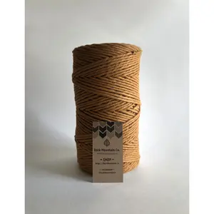 4mm Single Strand Macrame Cord 1 Ply Twisted Cotton Craft String - Orange/Gold/Spice Fiber Art Rope