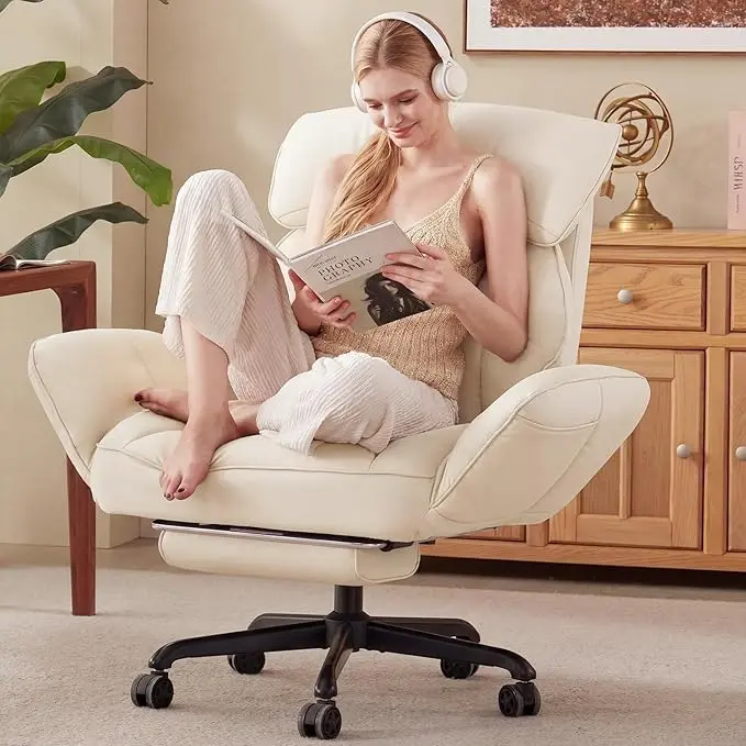 [DealsForYouDays] Cross-legged office chair with 180° rotating armrests, 90°-135° reclining computer chair with footrest, cat scratch resistant & pet-friendly, perfect for home office, gaming, relaxation and meditation