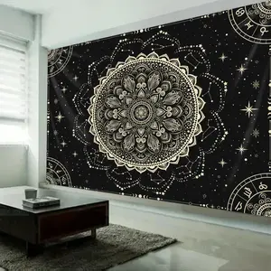 Mandala Pattern Tapestry, Tarot Astrology Wall Hanging Tapestry, Aesthetic Hippie Wall Decoration, Bohemian Wall Decoration for Home Bedroom, Living Room