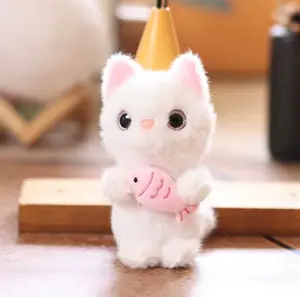 Cute Cat Fish Plush Pendant Doll Keychain Soft Fluffy Kitten Peluche Stuffed Animal Toy Bag Charm Doll Accessories