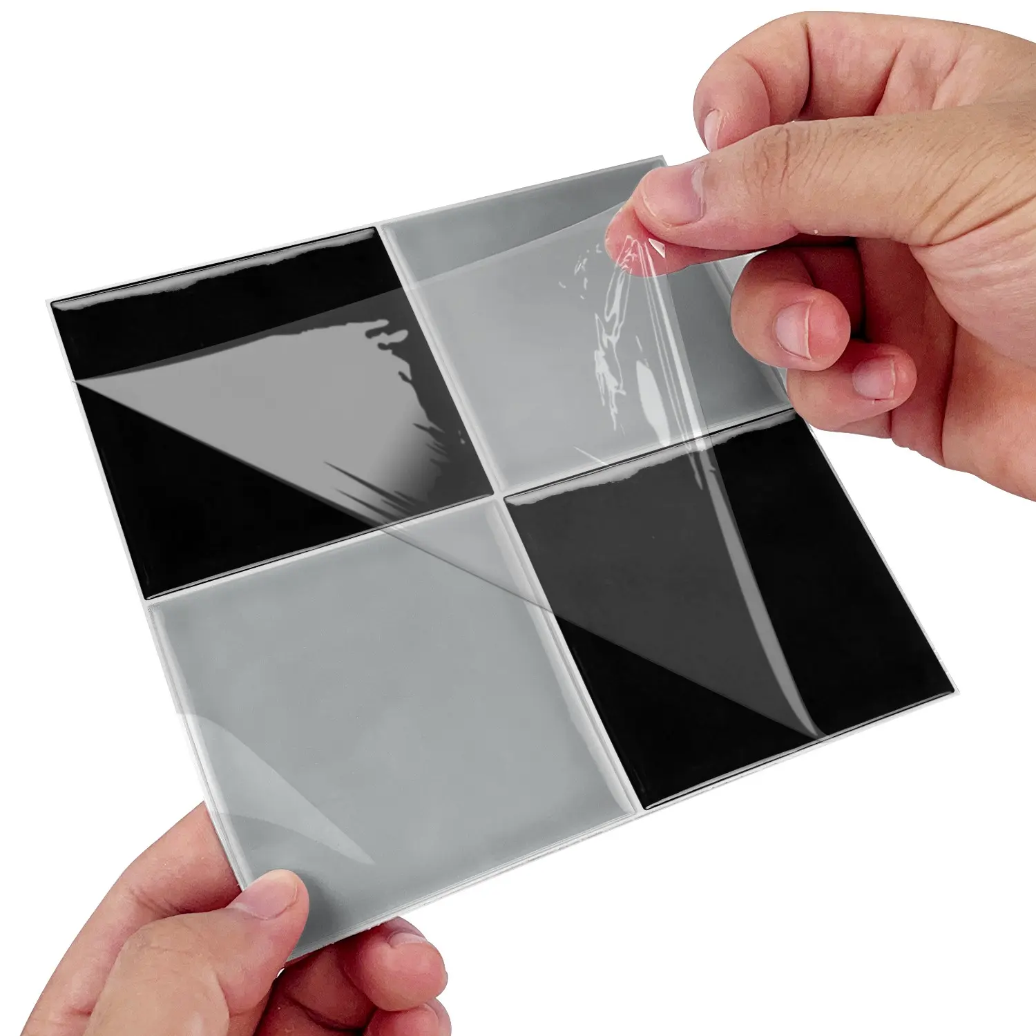10/30/50PCS PBS Provence Black & Grey Checkerboard Square Tile Stickers, Thick PVC Crystal Film Waterproof Oil-Proof for Kitchen Bathroom Home Decor