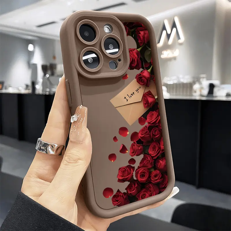 Silicone Smartphone Casing for iPhone 16 E Pro Max, 15 Plus, 14, 13, 12, 11, XS, XR - Love Letter Envelope Design, Pocket-Friendly, Shockproof Protective Cellphone Accessories for Enhanced Device Protection, Cover