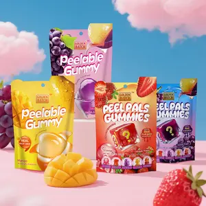 GOLDEN BATCH Peelable Gummy Candy TikTok Shop Crystal Gem Multi-Colored HALAL Real Fruit Juice