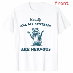 Classic Funny Raccoon Shirt with Nervous Systems Saying Graphic