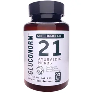 GlucoNorm – MD Formulated Research-Backed Natural Blood Sugar Support Formula, Blood Sugar Control, Reduces Sugar Cravings, Made Uniquely with Natures Glue (Gum Acacia), Vegan, Gluten-free, 90 Caplets