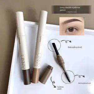 UNNY CLUB Smooth and soft color double-headed brow gel, naturally long-lasting, three-dimensional, waterproof and long-lasting