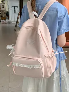 1pc  Women's backpack, solid color backpack, zipper closure, fashionable, versatile, cute and trendy, suitable for students to go to school, commute, shopping, women's backpack