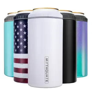 3 in 1 Slim Can Cooler for 12 OZ Skinny Can, Regular Can & Beer Bottle - Keep Cold for 6 Hours - Double Walled Insulated Stainless Steel Vacuum Beverage Can Insulator