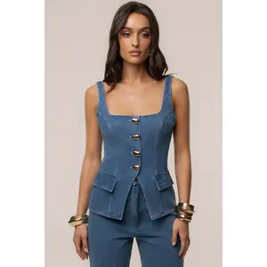 Medium Wash Step Forward Denim Top