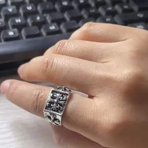 Vintage Cross Ring for Men Trendy Hip Hop Punk Fashion Adjustable ring jewellery