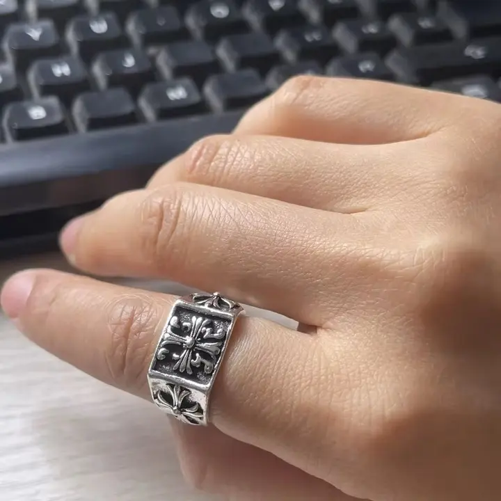 Vintage Cross Ring for Men Trendy Hip Hop Punk Fashion Adjustable ring jewellery