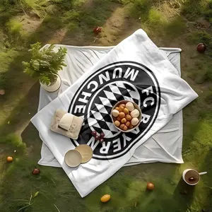 1 piece Bayern Munich Football Club logo themed flannel blanket - Flannel weaving craft, a super-soft comfortable fluffy blanket, suitable for beds and sofas, all-season use, modern geometric pattern, digital print, machine washable, 100%