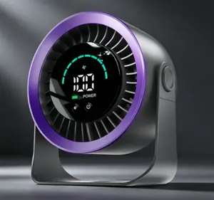 Rechargeable USB Desk Fan, Quiet Personal Cooling Fan with 100 Speeds, 360° Rotatable, Portable Small Table Fan with LED Display, Wall Mountable for Home Office Bedroom